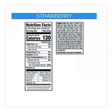 Nutri-Grain Soft Baked Breakfast Bars, Strawberry, 1.3 oz, 8/Box (35902)
