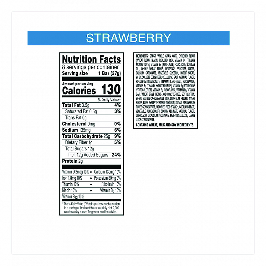 Nutri-Grain Soft Baked Breakfast Bars, Strawberry, 1.3 oz, 8/Box (35902)