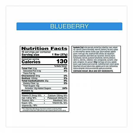 Nutri-Grain Soft Baked Breakfast Bars, Blueberry, Indv Wrapped 1.3 oz Bar, 16/Box (35745)