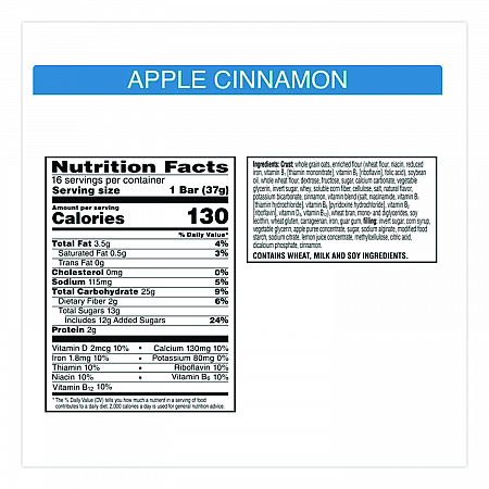 Nutri-Grain Soft Baked Breakfast Bars, Apple-Cinnamon, Indv Wrapped 1.3 oz Bar, 16/Box (35645)