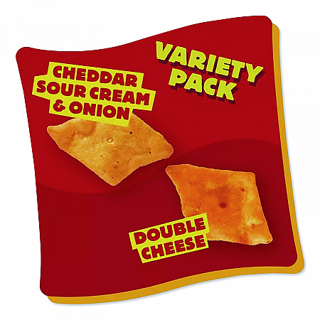 Snap'd Crackers Variety Pack, Cheddar Sour Cream and Onion; Double Cheese, 0.75 oz Bag, 42/Carton (11500)