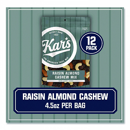 Fresh Harvest Trail Mix, Raisin Almond Cashew, 4.5 oz Bag, 12/Box (08444)