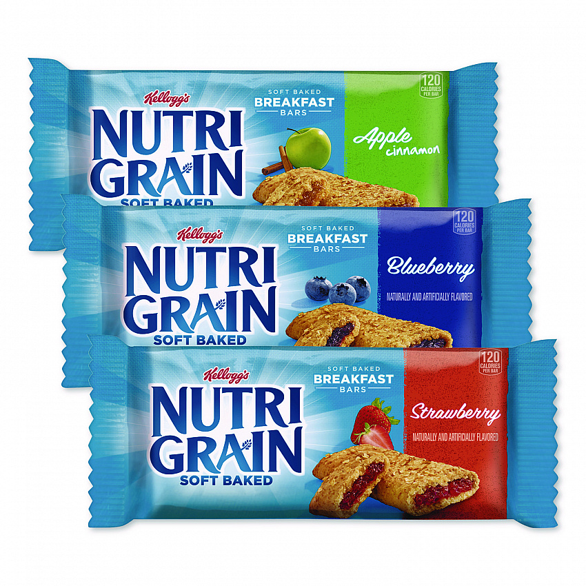 Nutri-Grain Soft Baked Breakfast Bars, Assorted, 1.3 oz Bar, 48/Carton (22000508)