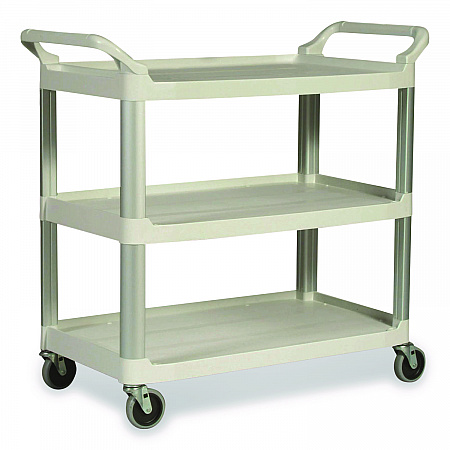 Xtra Utility Cart with Open Sides, Plastic, 3 Shelves, 300 lb Capacity, 40.63