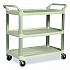 Xtra Utility Cart with Open Sides, Plastic, 3 Shelves, 300 lb Capacity, 40.63