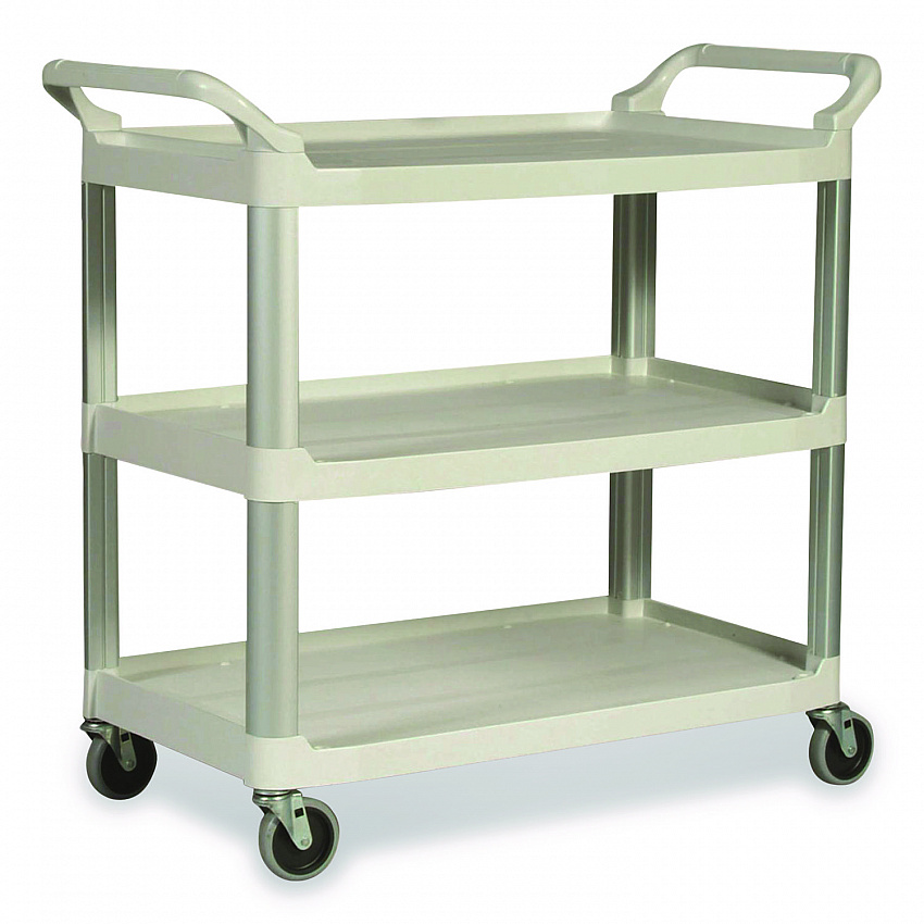 Xtra Utility Cart with Open Sides, Plastic, 3 Shelves, 300 lb Capacity, 40.63" x 20" x 37.81", Off-White (409100CM)