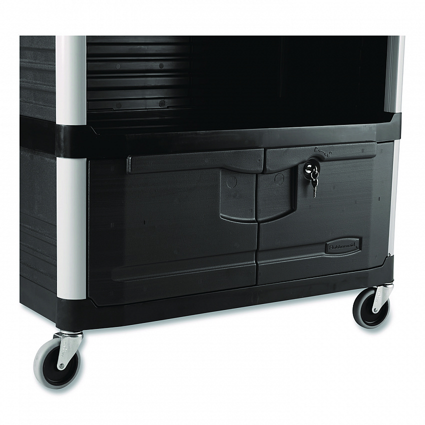 Xtra Equipment Cart, Plastic, 3 Shelves, 300 lb Capacity, 20.75" x 40.63" x 37.8", Black (4095BLA)