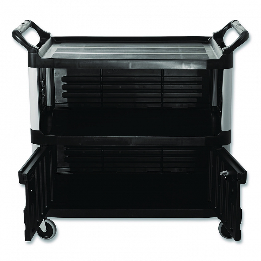 Xtra Equipment Cart, Plastic, 3 Shelves, 300 lb Capacity, 20.75" x 40.63" x 37.8", Black (4095BLA)