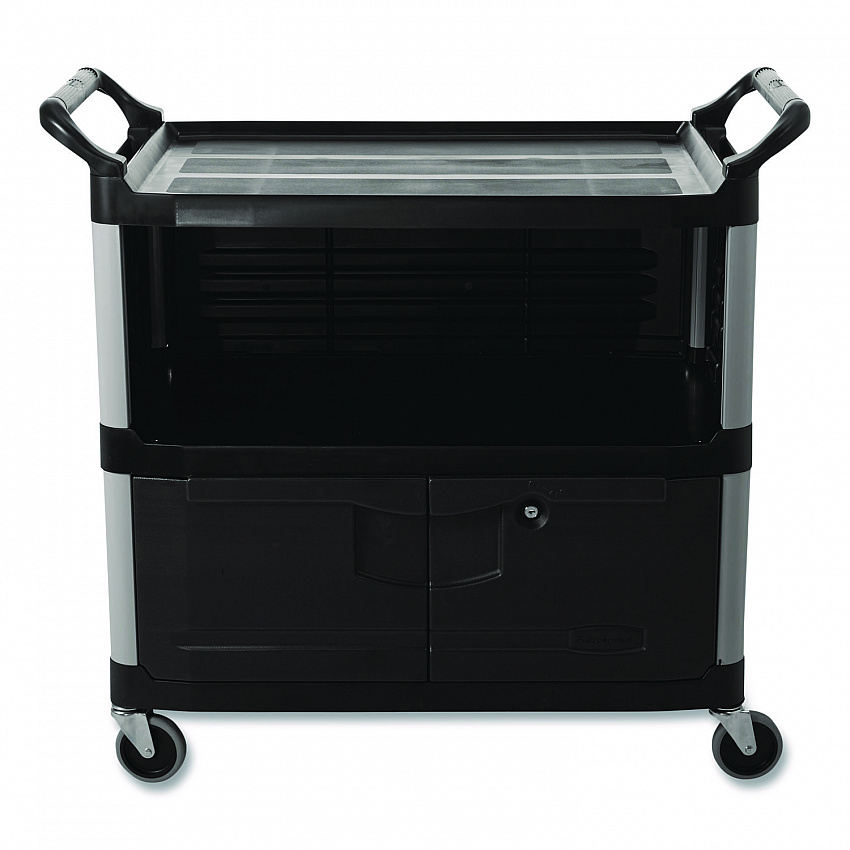 Xtra Equipment Cart, Plastic, 3 Shelves, 300 lb Capacity, 20.75" x 40.63" x 37.8", Black (4095BLA)