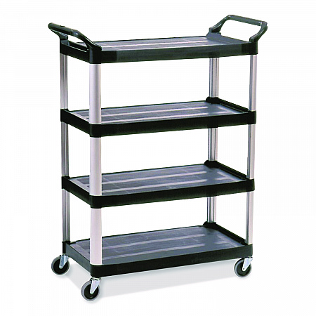 Xtra Utility Cart with Open Sides, Plastic, 4 Shelves, 400 lb Capacity, 40.63