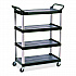 Xtra Utility Cart with Open Sides, Plastic, 4 Shelves, 400 lb Capacity, 40.63