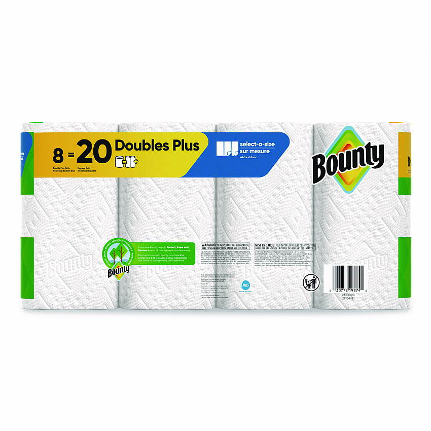 Select-a-Size Kitchen Roll Paper Towels, 2-Ply, 5.9 x 11, White, 103 Sheets/Double Plus Roll, 8 Rolls/Pack (19274)