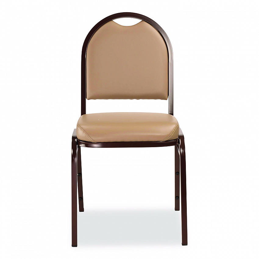 9200 Series Premium Upholstered Stack Chair, Vinyl, Supports 500 lb, 19" Seat Ht, French Beige Seat/Back, Mocha Base, 2/Pack (9201M2)