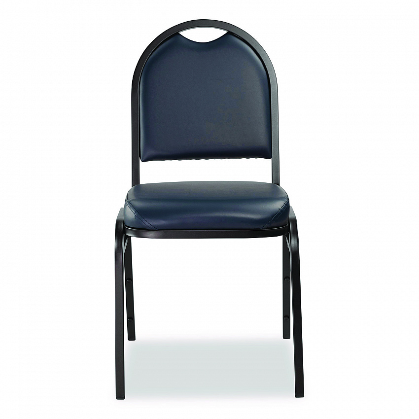 9200 Series Premium Upholstered Stack Chair, Vinyl, Supports 500 lb, 19" Seat Ht, Midnight Blue Seat/Back, Black Base,2/Pack (9204BT2)