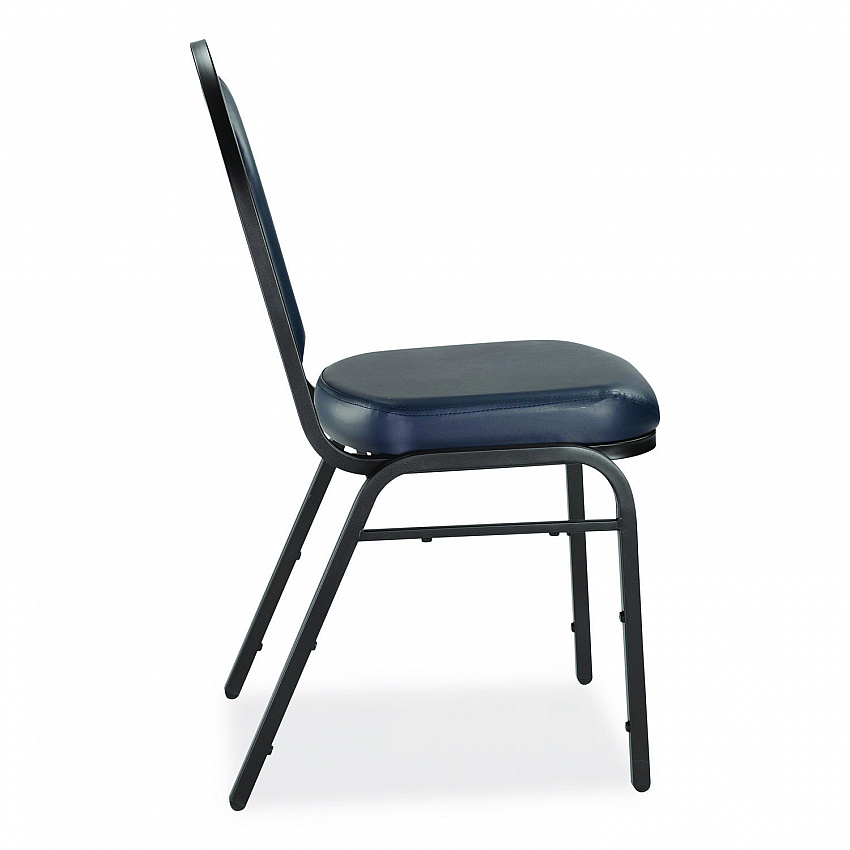 9200 Series Premium Upholstered Stack Chair, Vinyl, Supports 500 lb, 19" Seat Ht, Midnight Blue Seat/Back, Black Base,2/Pack (9204BT2)