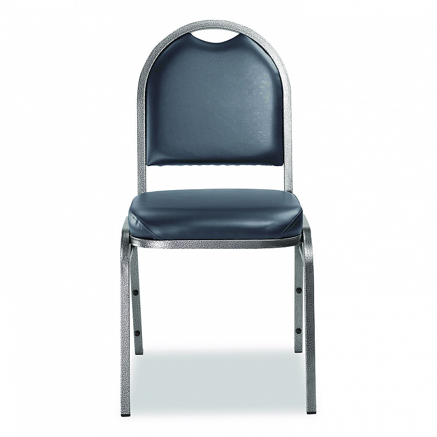 9200 Series Premium Upholstered Stack Chair, Vinyl, Supports 500 lb, 19" Seat Ht, Midnight Blue Seat/Back, Silver Base, 2/PK (9204SV2)