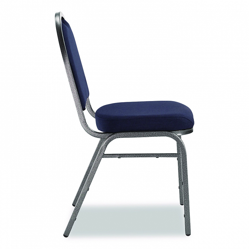 9200 Series Premium Upholstered Stack Chair, Fabric, Supports 500 lb, 19" Seat Ht, Midnight Blue Seat/Back, Silver Base, 2/PK (9254SV2)