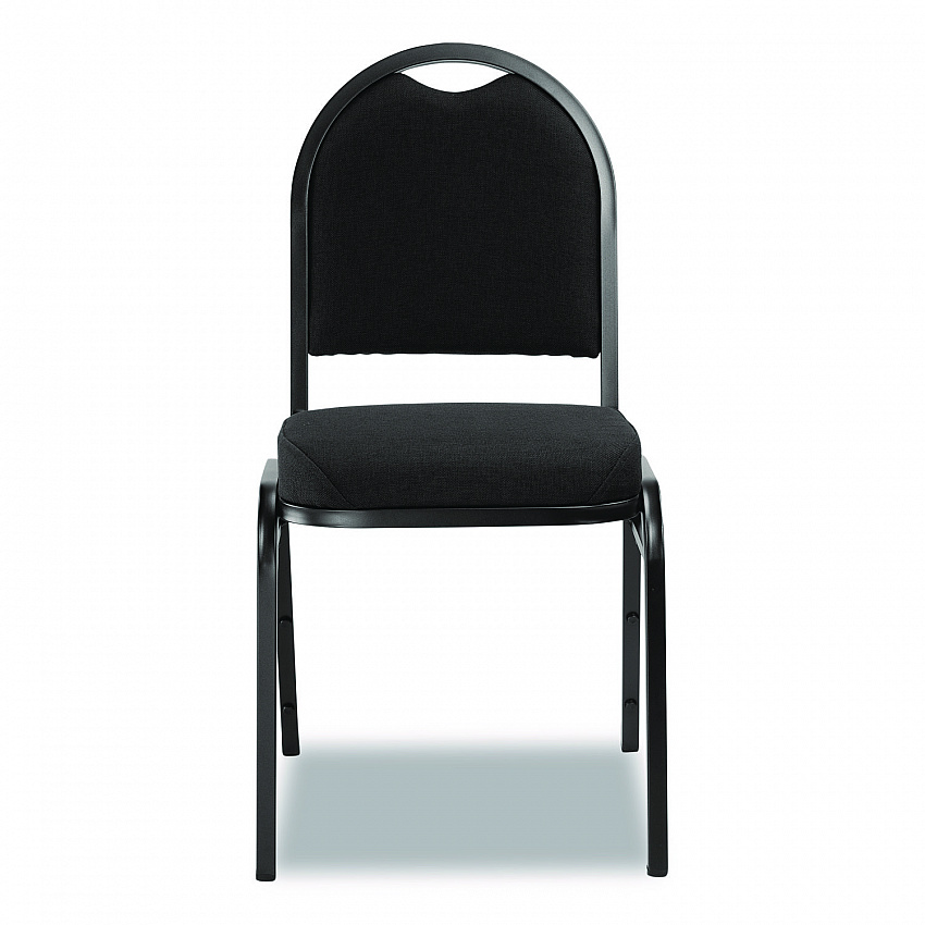 9200 Series Premium Upholstered Stack Chair, Fabric, Supports 500 lb,19" Seat Height, Ebony Black Seat/Back, Black Base, 2/PK (9260BT2)