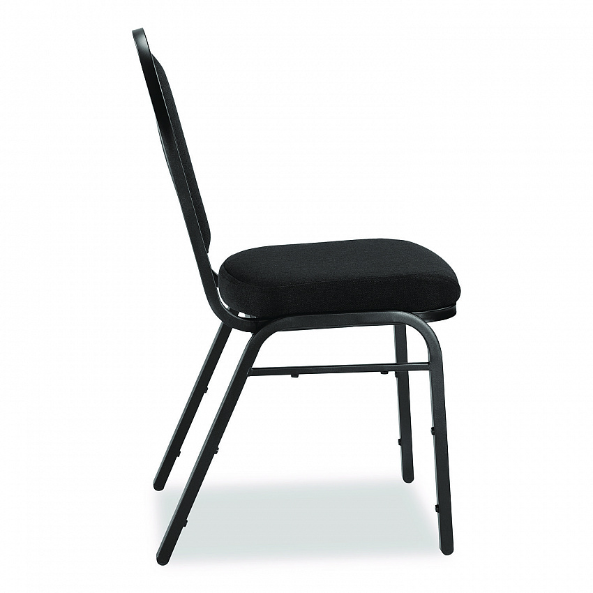 9200 Series Premium Upholstered Stack Chair, Fabric, Supports 500 lb,19" Seat Height, Ebony Black Seat/Back, Black Base, 2/PK (9260BT2)