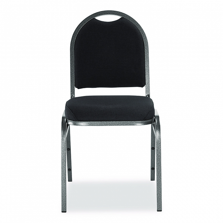 9200 Series Premium Upholstered Stack Chair, Fabric, Supports 500 lb, 19" Seat Ht, Ebony Black Seat/Back, Silver Base, 2/PK (9260SV2)