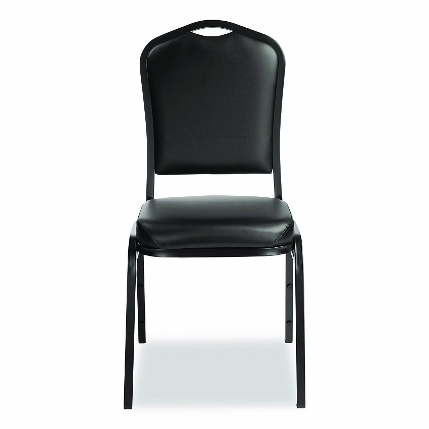 9300 Series Deluxe Upholstered Stack Chair, Vinyl, Supports Up to 500 lb, 19" Seat Height, Black Seat/Back/Base, 2/Pack (9310BT2)