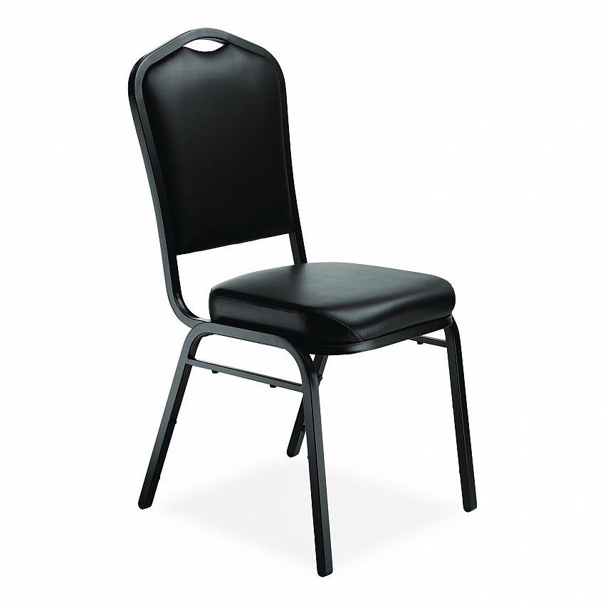 9300 Series Deluxe Upholstered Stack Chair, Vinyl, Supports Up to 500 lb, 19" Seat Height, Black Seat/Back/Base, 2/Pack (9310BT2)