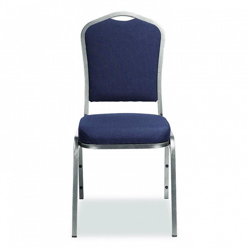 9300 Series Deluxe Upholstered Stack Chair, Fabric, Supports 500 lb, 19" Seat Ht, Midnight Blue Seat/Back, Silver Base, 2/PK (9354SV2)