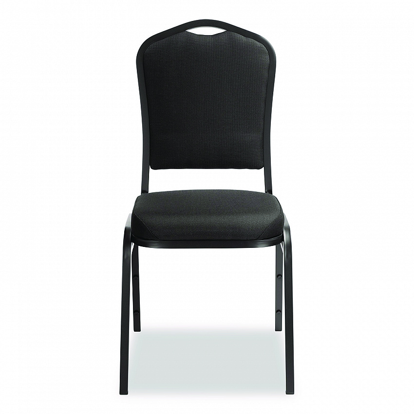 9300 Series Deluxe Upholstered Stack Chair, Fabric, Supports 500 lb, 19" Seat Height, Ebony Black Seat/Back, Black Base, 2/PK (9360BT2)
