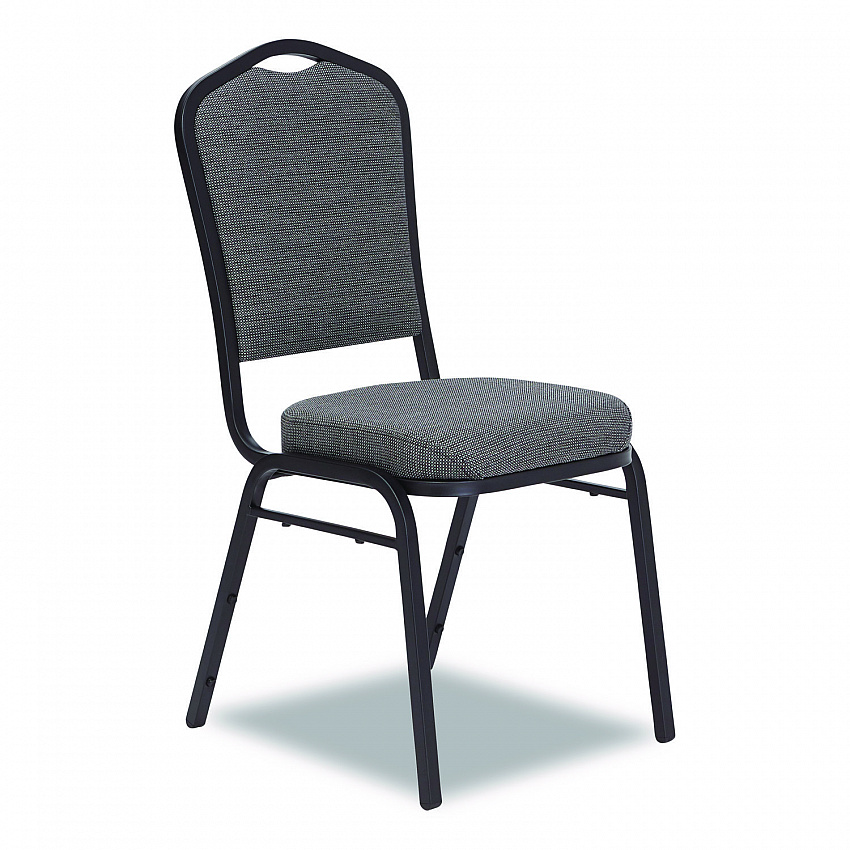 9300 Series Deluxe Upholstered Stack Chair, Fabric, Supports 500 lb,19" Seat Ht, Nat Graystone Seat/Back, Black Base, 2/PK (9362BT2)