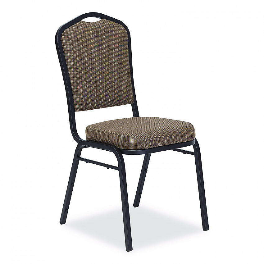 9300 Series Deluxe Upholstered Stack Chair, Fabric, Supports 500 lb, 19" Seat Ht, Natural Taupe Seat/Back, Black Base, 2/Pack (9378BT2)