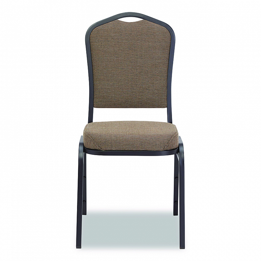 9300 Series Deluxe Upholstered Stack Chair, Fabric, Supports 500 lb, 19" Seat Ht, Natural Taupe Seat/Back, Black Base, 2/Pack (9378BT2)
