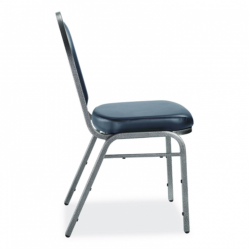 9200 Series Premium Upholstered Stack Chair, Vinyl, Supports 500 lb, 19" Seat Ht, Midnight Blue Seat/Back, Silver Base, 2/PK (9204SV2)