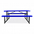 Blow Molded Folding Picnic Table, Rectangular, 57w x 72d x 29.5h, Blue Top, Black Base/Legs (BMPT3072BK04)