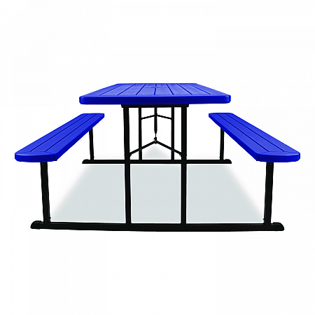 Blow Molded Folding Picnic Table, Rectangular, 57w x 72d x 29.5h, Blue Top, Black Base/Legs (BMPT3072BK04)