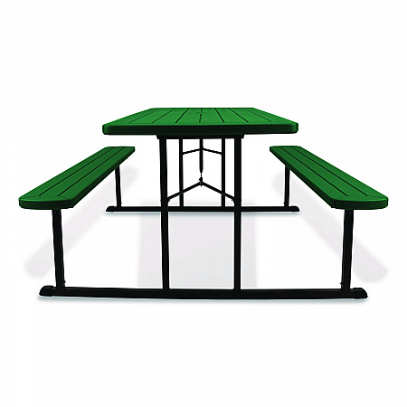 Blow Molded Folding Picnic Table, Rectangular, 57w x 72d x 29.5h, Green Top, Black Base/Legs (BMPT3072BK06)