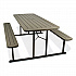 Blow Molded Folding Picnic Table, Rectangular, 57w x 72d x 29.5h, Brown Top, Brown Base/Legs (BMPT3072BR03)