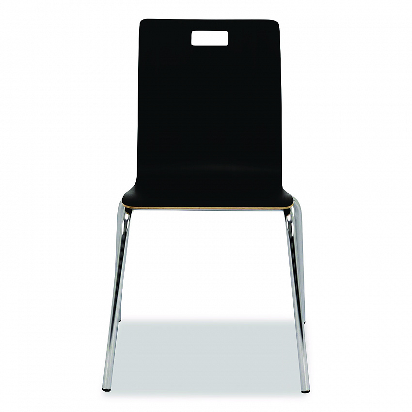 Bushwick Series Bentwood Chair, Supports Up to 500 lb, 18" Seat Height, Black Seat, Black Back, Chrome Base, 4/Carton (BCC234)