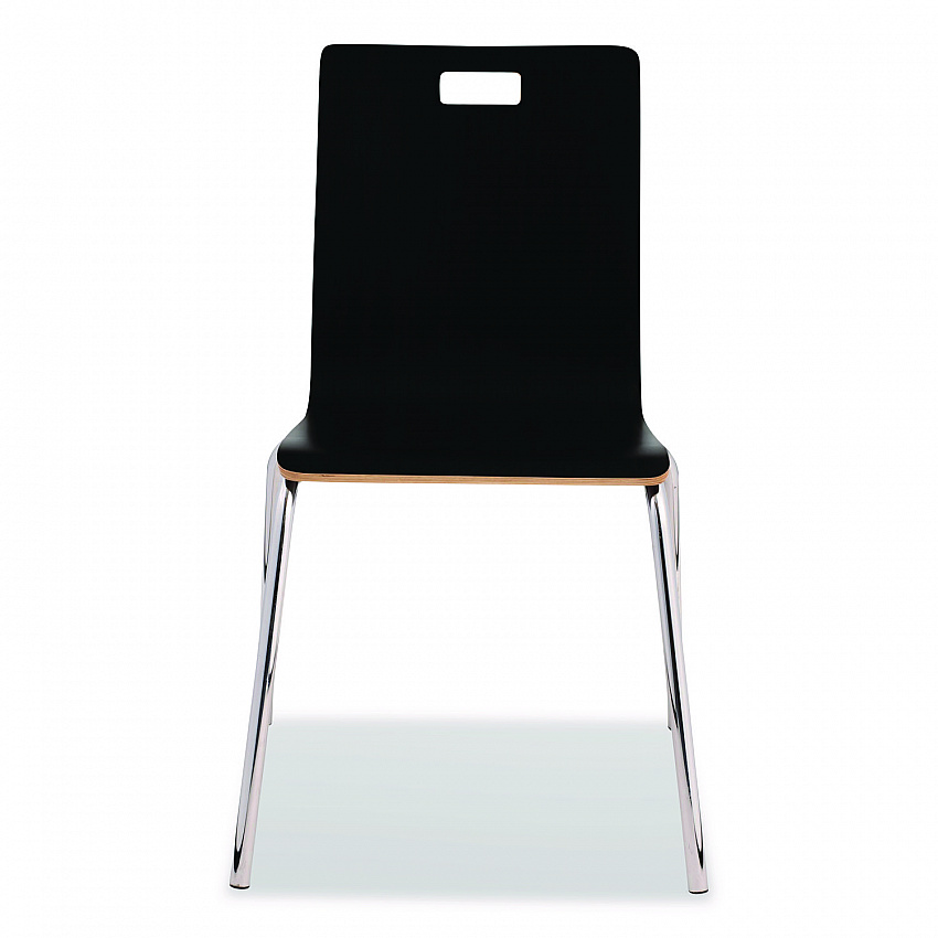 Bushwick Series Bentwood Chair, Supports Up to 500 lb, 18" Seat Height, Black Seat, Black Back, Chrome Base, 4/Carton (BCC234)