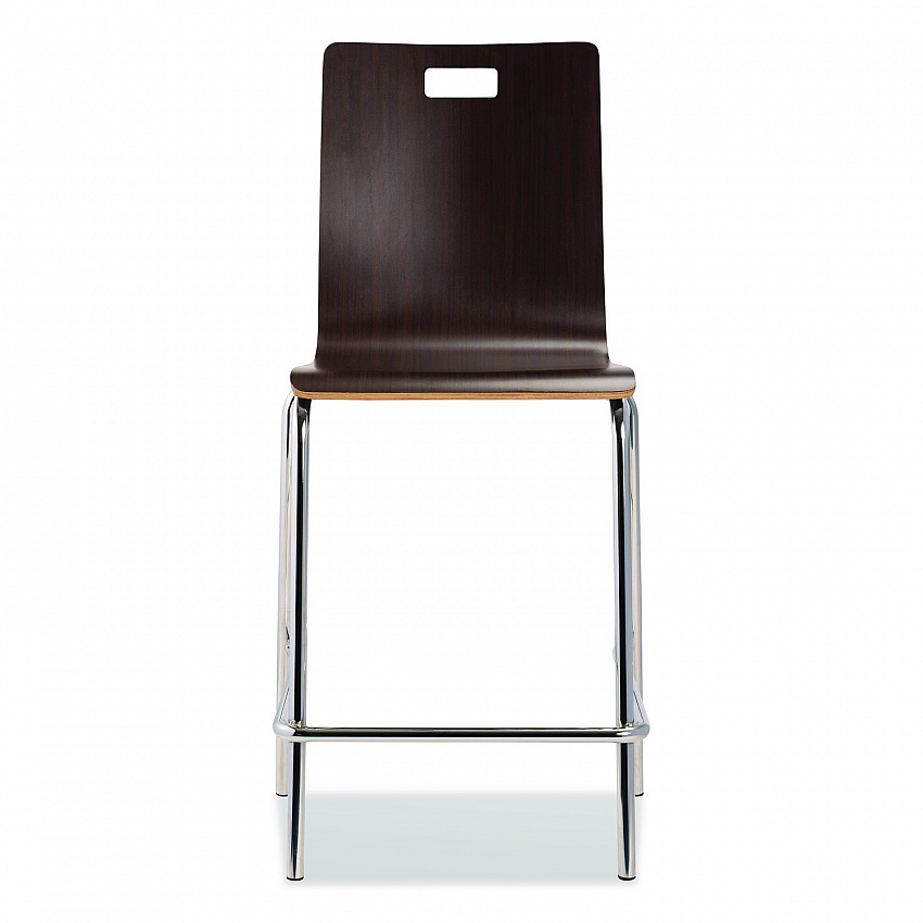 Bushwick Series Bentwood Stool, Counter Height, Supports Up to 500 lb, 24" Seat Height, Espresso Seat/Back, Chrome Base, 4/CT (BCM214)