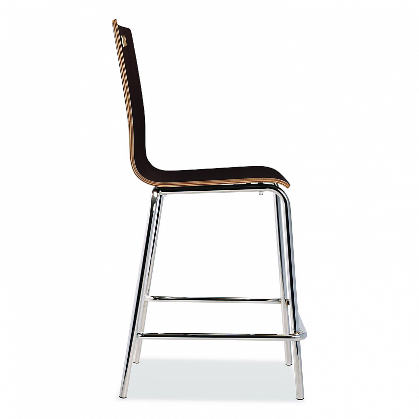 Bushwick Series Bentwood Stool, Counter Height, Supports Up to 500 lb, 24" Seat Height, Espresso Seat/Back, Chrome Base, 4/CT (BCM214)