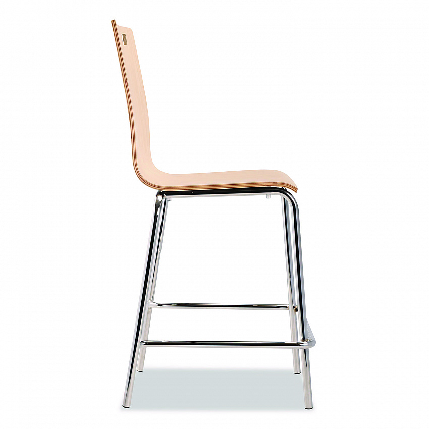 Bushwick Series Bentwood Stool, Counter Height, Supports Up to 500 lb, 24" Seat Height, Natural Seat/Back, Chrome Base, 4/CT (BCM224)