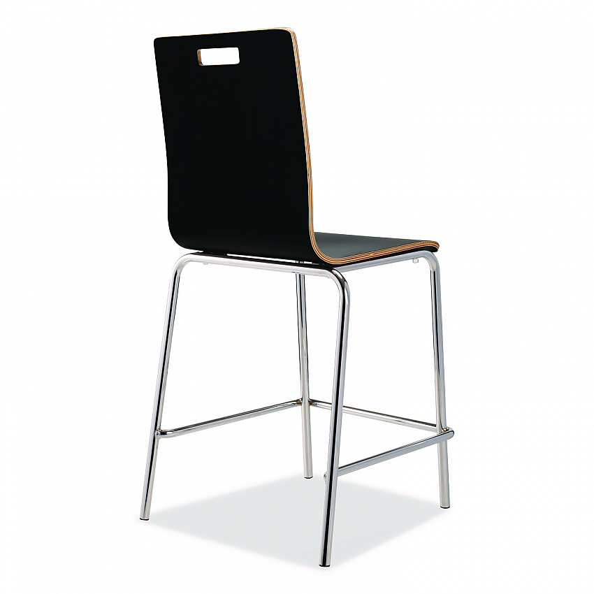 Bushwick Series Bentwood Stool, Counter Height, Supports Up to 500 lb, 24" Seat Height, Black Seat/Back, Chrome Base, 4/CT (BCM234)