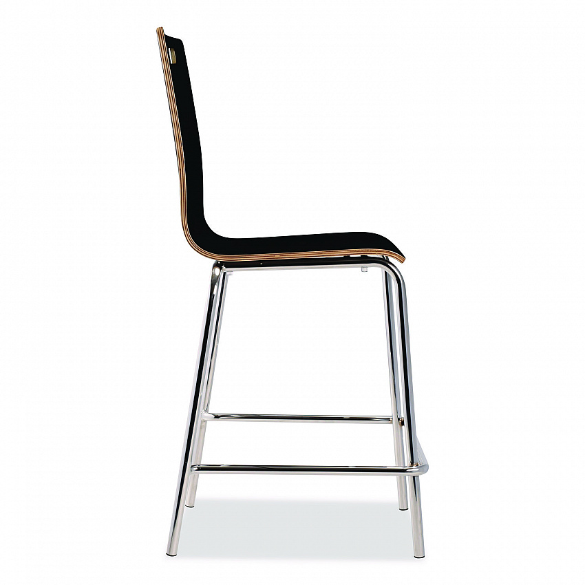 Bushwick Series Bentwood Stool, Counter Height, Supports Up to 500 lb, 24" Seat Height, Black Seat/Back, Chrome Base, 4/CT (BCM234)