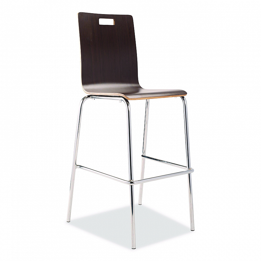 Bushwick Series Bentwood Stool, Supports Up to 500 lb, 30" Seat Height, Espresso Seat, Espresso Back, Chrome Base, 4/Carton (BCS214)