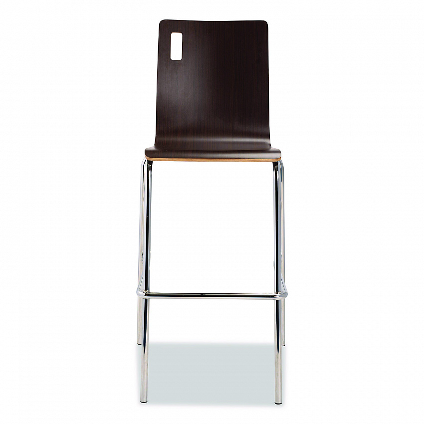 Bushwick Series Bentwood Stool, Supports Up to 500 lb, 30" Seat Height, Espresso Seat, Espresso Back, Chrome Base, 4/Carton (BCS214)