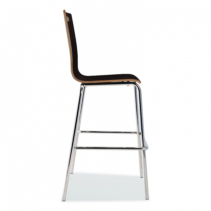 Bushwick Series Bentwood Stool, Supports Up to 500 lb, 30" Seat Height, Espresso Seat, Espresso Back, Chrome Base, 4/Carton (BCS214)