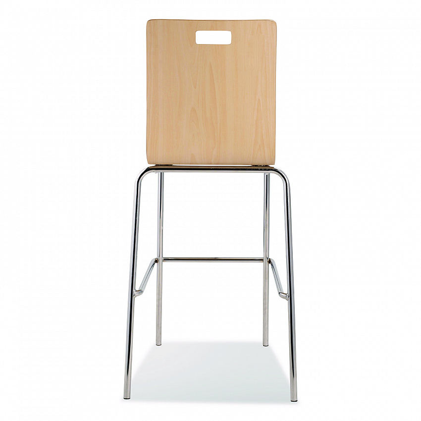 Bushwick Series Bentwood Stool, Supports Up to 500 lb, 30" Seat Height, Natural Seat, Natural Back, Chrome Base, 4/Carton (BCS224)