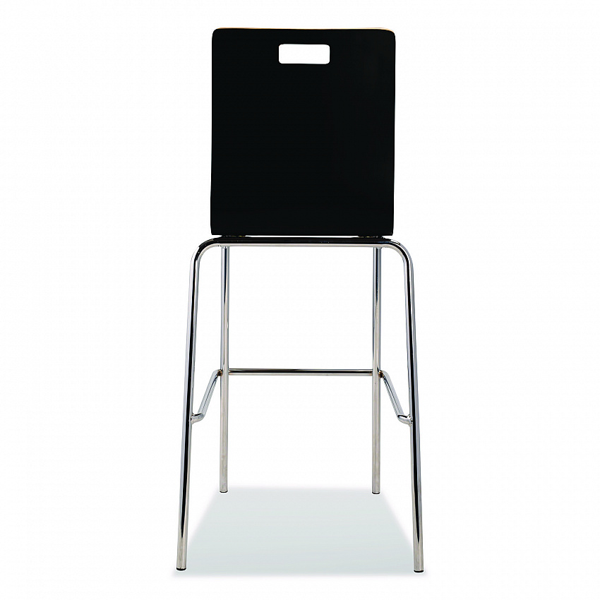 Bushwick Series Bentwood Stool, Supports Up to 500 lb, 30" Seat Height, Black Seat, Black Back, Chrome Base, 4/Carton (BCS234)