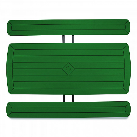 Blow Molded Folding Picnic Table, Rectangular, 57w x 72d x 29.5h, Green Top, Black Base/Legs (BMPT3072BK06)