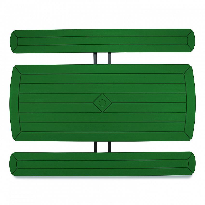 Blow Molded Folding Picnic Table, Rectangular, 57w x 72d x 29.5h, Green Top, Black Base/Legs (BMPT3072BK06)